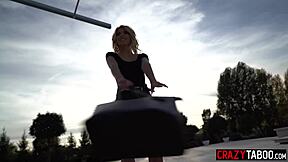 hot BLONDE BABE footjob then DOGGY SEX