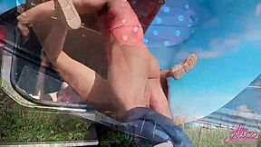 Wife cheats outdoors swallowing driver's cum while hubby waits??