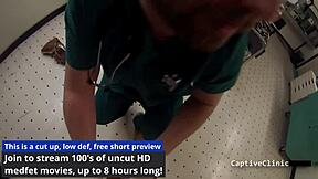 Patient's POV watches Alexa Rydell handcuff and strip-search Maria Santos