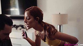 Vanna Bardot CATCHES stepdad videochatting secretary then rides his cock