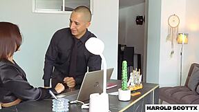 amateur slutty boss in pantyhose high heels gets bent over fucked hard on bed!