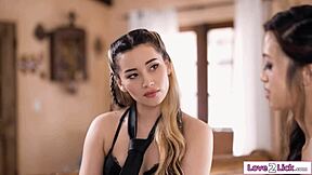 asian babe almost says i do but dives into steamy lesbian lick fest first