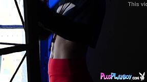 Big tits Asian teen model strips curvy natural body exposed