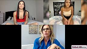 stepmom catches stepdaughter fingering shaved pussy on cam 😏🔥