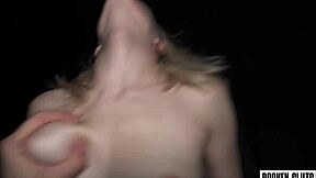 Blonde Slut Serves Cocks Creampie Threesome