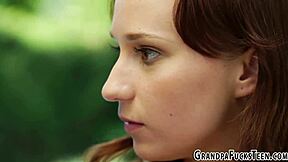 brunteen 18+ager luvs suckin grandpas hard cock outdoors hd