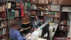 brunette shoplifter dominated facefucked deepthroated on monster cock for stealing