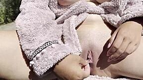 Watch Juicy Pussy Piss Close-Up In Car Forest Travel!