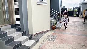 Saved from pool ebony teen squirts rides white cock cowgirl