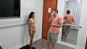 tiny carioca dessinha takes double cocks first time?