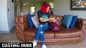 nerdy redhead latina teen gags on huge cock pov sloppy deepthroat