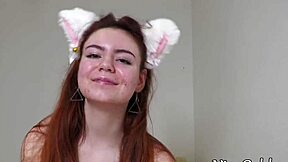 redhead 18yo tastes thick cum after deepthroat blowjob session