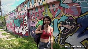 hairy slut riley jean bends over for huge cock pounding outdoors pov 😈🍆💦