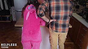 daddy why rip my panties innocent 18+ stepdaughter moans in kitchen taboo fuck