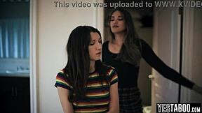 that evil brunette sneaks in and seduces her stepsis' hot teen girlfriend...