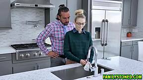 Stepdad punishes Lily Larimar deepthroat face fuck pussy pound