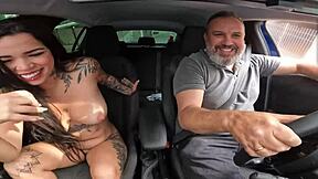 anna belutti you little slut sat on driver's bare cock right?!