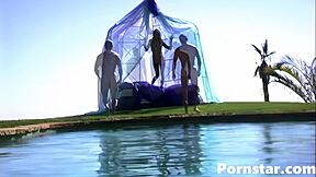 french teen model ashley long gangbanged double penetrated to orgasm in fishnets