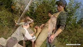 granny slut deepthroats young cock then fucked on grass 🌿🍆💦