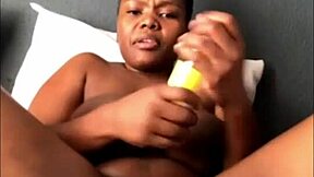 Fat Ass Ebony Bitch Practices Deepthroat with Dildo for Big Squirts