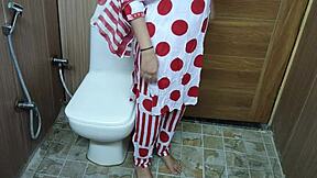 Hindi stepmom catches teen stepson peeking while changing and begs for bent over fuck