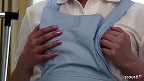 cheeky virgin tricks dripping wet maid into creampie roleplay