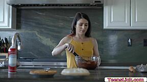 Will horny brunette teens' messy licks drive you wild?