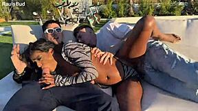 ebony woman filled by three men in every hole