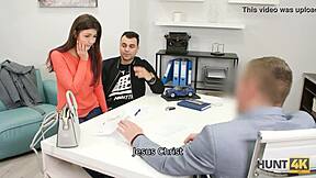 HUNT4K: SHAVED PUSSY POUNDED HARD WHILE BF WATCHES CLOSE