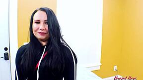 sporty brunette whitney deepthroats monster cock post run