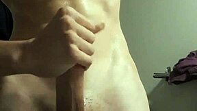 Solo French teen handjob builds to explosive cumshot