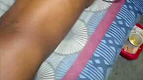 White boss gropes petite ebony's juicy black pussy sensually