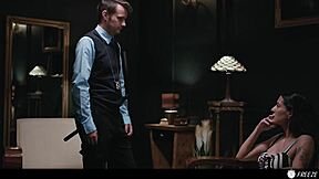 brunette latina freezes time on coco bae, sucks her tits in lesbian prank