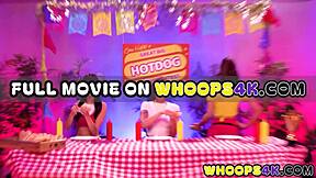 we went wild in lesbian threesome eating contest kisses scissoring