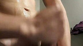 Solo French teen handjob builds to explosive cumshot