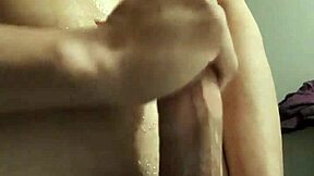 Solo French teen handjob builds to explosive cumshot