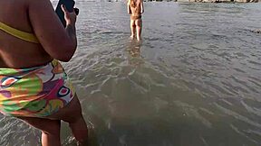 Priscila and Nicoly brazilian sluts fuck publicly on beach interracial orgy