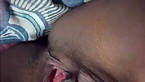 White boss gropes petite ebony's juicy black pussy sensually