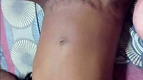 White boss gropes petite ebony's juicy black pussy sensually