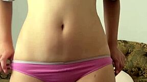 Skinny Cutie Fingers Shaved Pussy Then Dildo Fucks