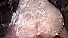 Ecstatic Foam Covers Her as Huge Cock Claims Soapy Ass
