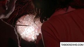 Strangers Pound Teens Hard In Cave Group Blowjob Fuck Fest