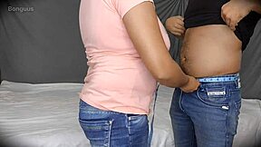 Lady tailor gropes dick then fucked cum on leg