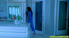 savannah sixx kneels eagerly, slobbering stepdad's throbbing cock till she cums