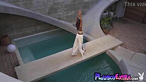 vulnerable skinny latina carolina reyes strips naked outdoor for playboy!! 😲 natural tits posing pussy tease