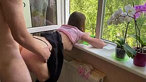 she gasped when my classmate cock surprised her tight pussy mid-quickie