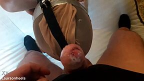 laura bound in lingerie deepthroats with ring gag pov!