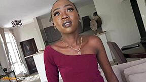 Skinny Ebony Babe Sucks And Rides BWC Agent Cock