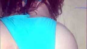 homemade latina housewife bends fat ass over in tiny blue bikini for hard doggystyle fuck