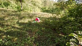 peeping tom caught by yoga girl then pounded in forest